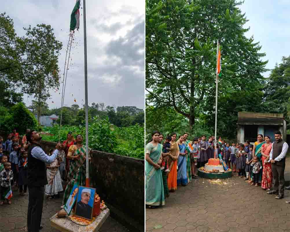 वार्ड क्रमांक 21 में पार्षद अजय शंकर मिश्रा ने वार्डवासियों के साथ फहराया तिरंगा